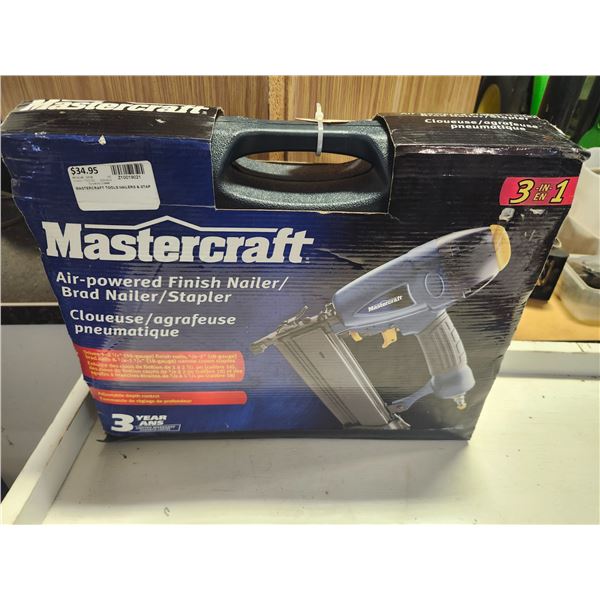 Unused Mastercraft 3in1 Pneumatic Finish Nailer, Brad Nailer, Stapler