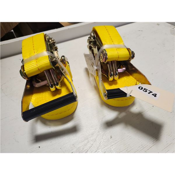 New 2" x 22' S-Hook Ratchet Straps - Set of 2