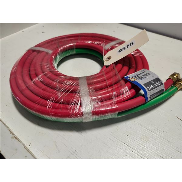 New Oxy-Fuel Welding Hose - 1/4"x15'