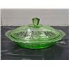 Image 1 : Uranium glass dish and lid (glows in dark)