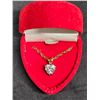 Image 1 : Cubic Zirconia Heart Pendant w/ Gold Plated Chain in Red Heart Box