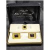 Image 1 : Vintage Alaska Black Diamond Cufflink and Tie Pin Set