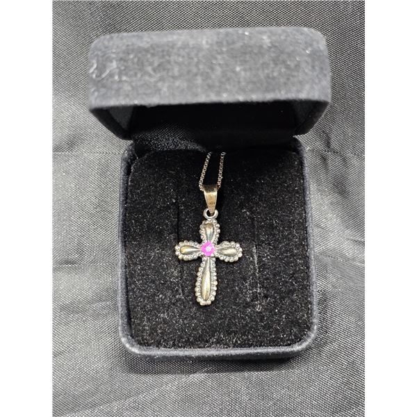 Sterling Silver “925” Cross and Chain (Marked “925 Italy”)