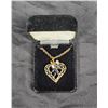 Image 1 : Vintage Black Stone and Rhinestone Pendant and Chain
