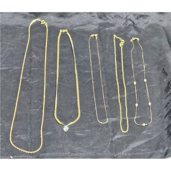 (4) Assorted Gold Coloured Fashion Necklaces