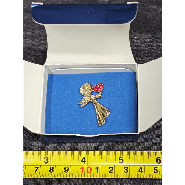 Vintage Avon “With All My Heart” Angel Pin – Red/Love