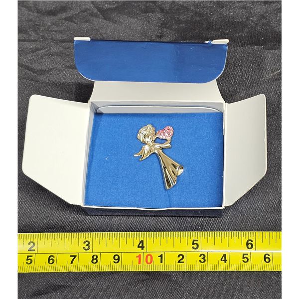 Vintage Avon “With All My Heart” Angel Pin – Pink/Faith