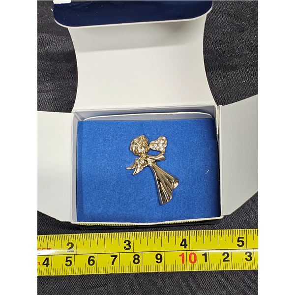 Vintage Avon “With All My Heart” Angel Pin – Clear/Hope