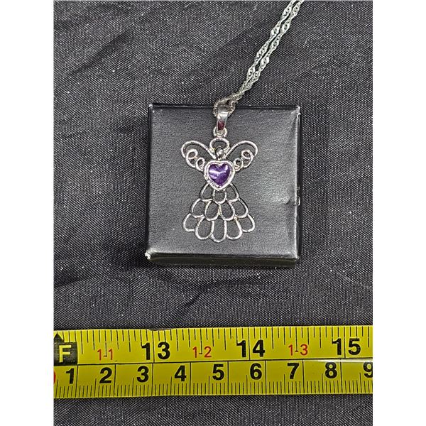 Vintage Avon Birthstone Angel Necklace - June