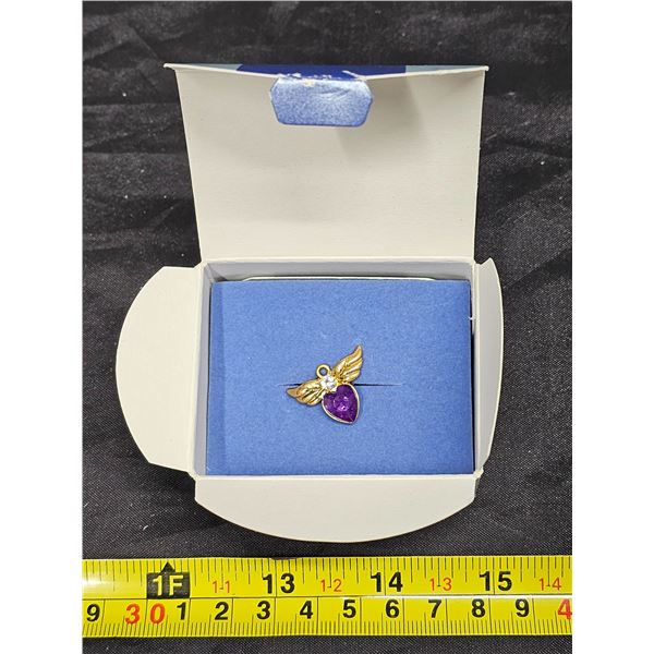 Vintage Avon Tiny Angel Birthstone Pin - February