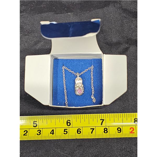 Vintage Avon Boby Booties Pendant Necklace - Pink