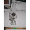 Image 1 : Vintage Clear Oil Lamp w/ Chimney (Wick Adjustment not working)