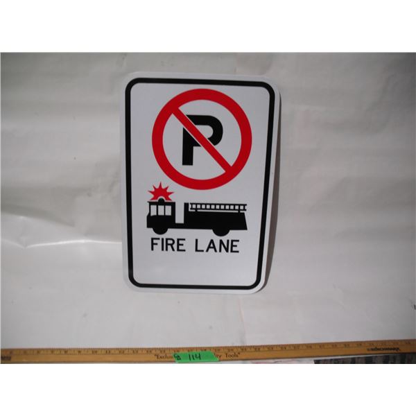 Unused Aluminum “No Parking Fire Lane” Sign (12x18”)