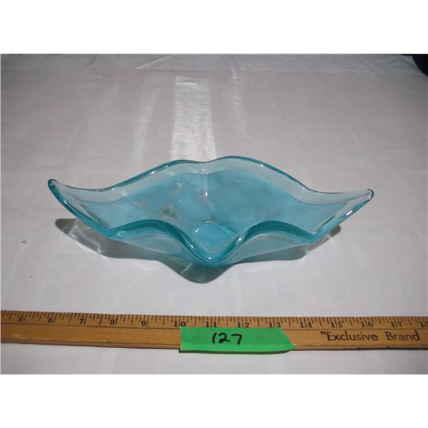 Blue Art Glass Bowl 11 ½” tall