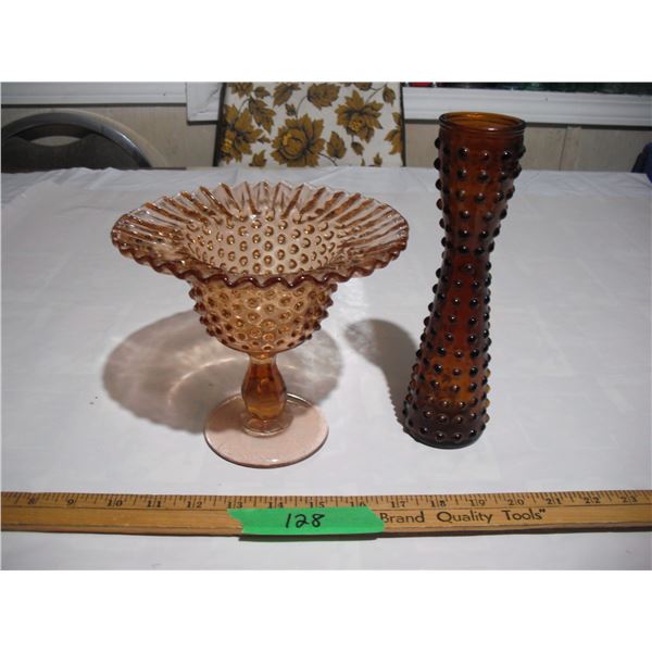 (2) Hobnail Glass Items