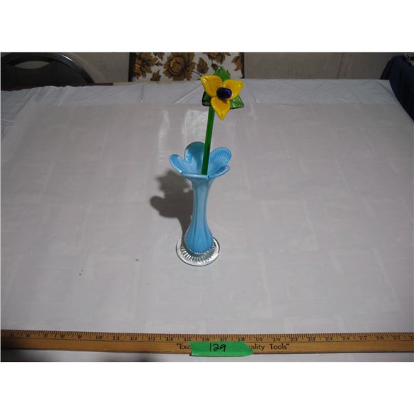 Art Glass Vase & Glass Flower