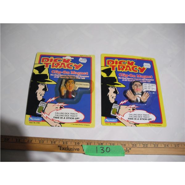 (2) 1990 Playmates Dick Tracy Clip on Magnet in Sealed Package