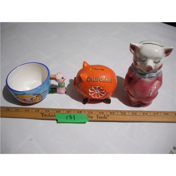 (2) Piggybanks, Unique Pig Cup