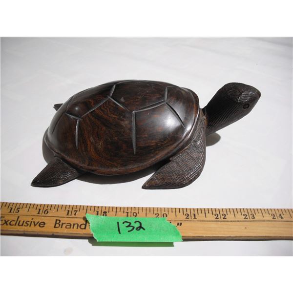 Wooden Carved Turtle 9”