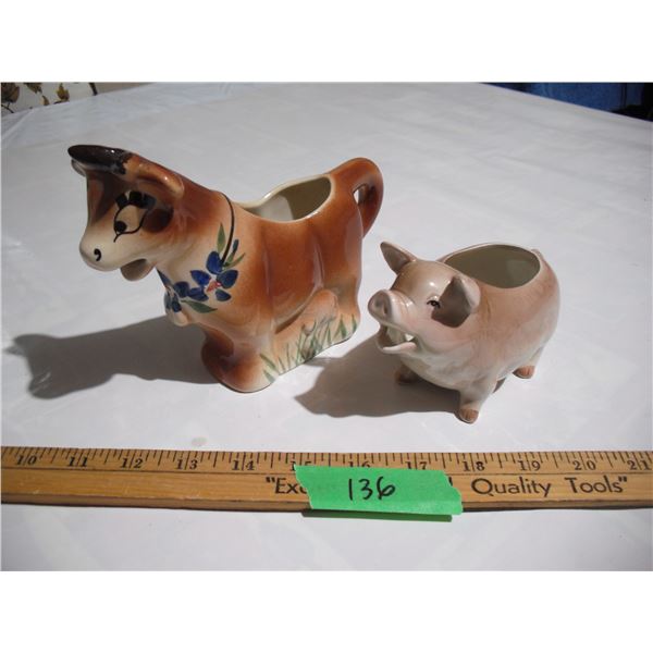 1982 Otagiri Pig Creamer & Vintage Cow Creamer