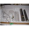 Image 1 : Vintage Glass Beakers, Pipettes, (2) Storage Containers