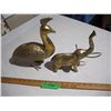 Image 1 : Brass Elephant & Brass Peacock Figures