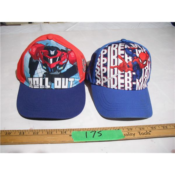 (2) Kids Hats.  Transformers & Spiderman (Like New)