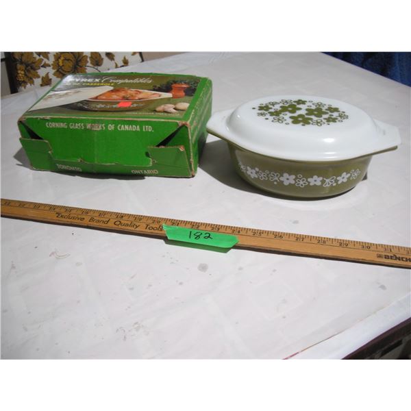 Pyrex #4802 Casserole Spring Blossom Green in Original Box