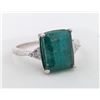 Image 1 : 3 ct Certified Sterling Silver Emerald gemstone Ring ($5,050 Appraisal)