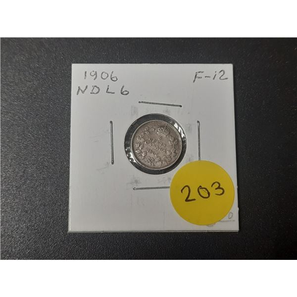 1906 Canadian Silver Small Five Cents ND L6
