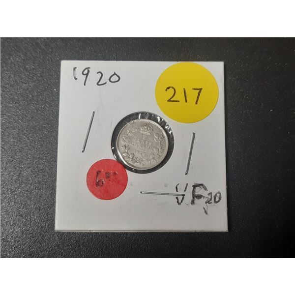 1920 Canadian Silver Small Five Cents