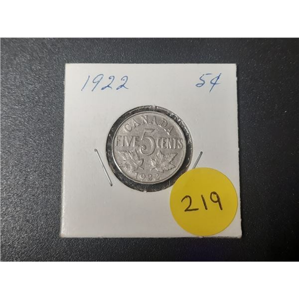 1922 Canadian Five Cents