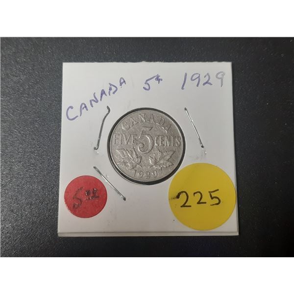 1929 Canadian Five Cents