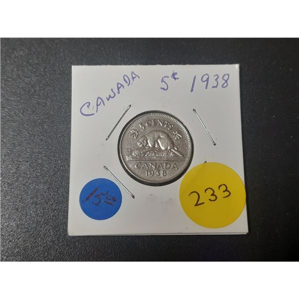 1938 Canadian Five Cents