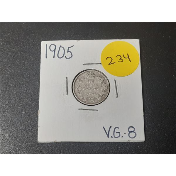 1905 Canadian Silver Ten Cents