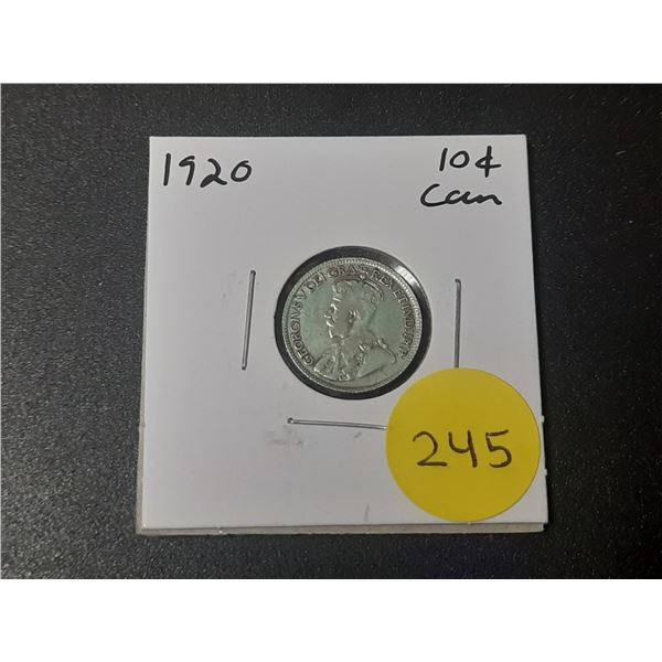 1920 Canadian Silver Ten Cents