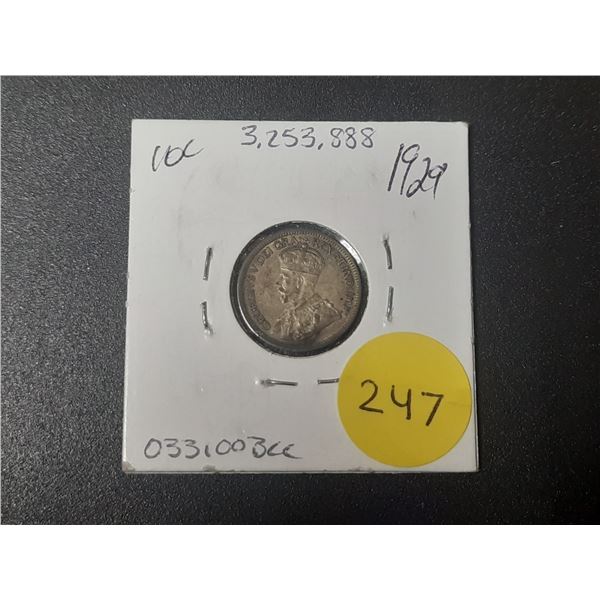 1929 Canadian Silver Ten Cents
