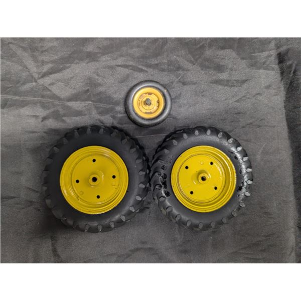 (3) Metal Rim Plus Tire Parts 3 1/2 round and 1 1/2 Round