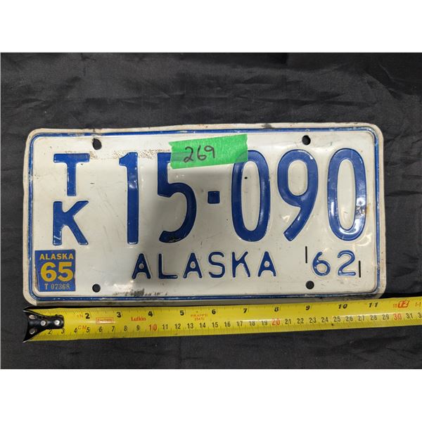 1962 Alaska License Plate w/ 1965 Tag