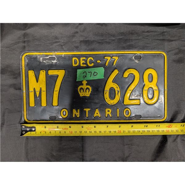 1977 Ontario License Plate