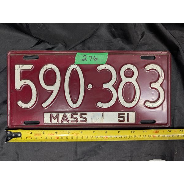 1951 Massachusetts License Plate
