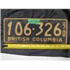 Image 1 : 1950 British Columbia License Plate
