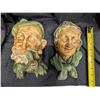 Image 3 : (2) DeVon ware Chalkware Heads an and Woman Large 8" (Some Wear)