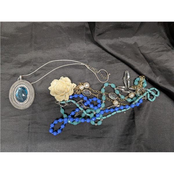 (3) Necklaces (2) W/ Pendants 10", 12", 14" Long