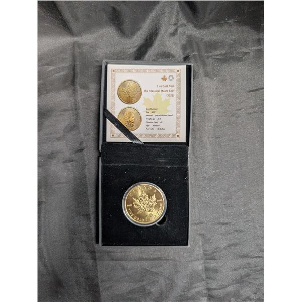 2021 Coin the Classical Maple Leaf Value 50 Dollars w/ Certificate - Marked iron w/ gold plate *CANN