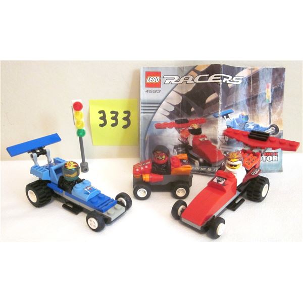(3) Vintage 2002 Lego Racers - #4582 "Red Bullet", #4593 "Zero Hurricane & Red Blizzard"