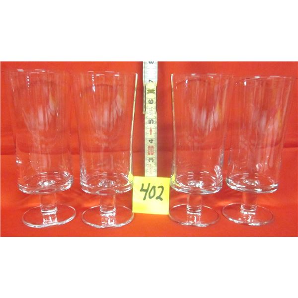 (4) Clear Glass "Footed" Beverage Glass Set