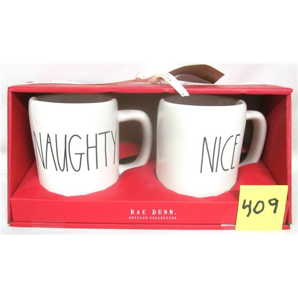 NEW Boxed Set (2) Rae Dunn “Naughty” & “Nice” Mugs