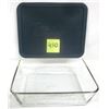 Image 1 : Pyrex #7212 11cup (2.6L) 9x7x2.5” Clear Glass Casserole Dish w/ Dark Green Plastic Lid