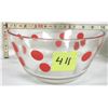 Image 1 : Clear Glass Red Polka Dot Serving Bowl 5" H x 10" D